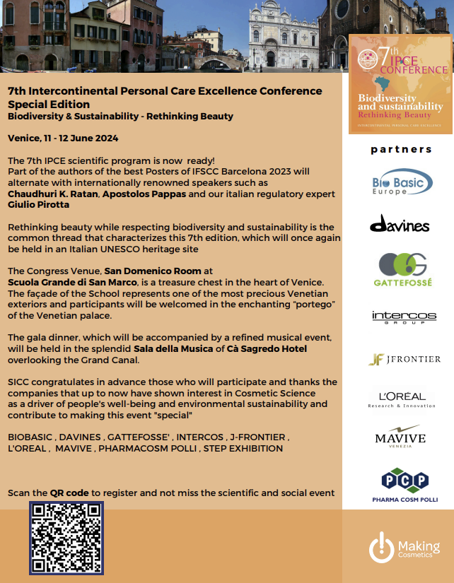 7ª Intercontinental Personal Care Excellence Conference Special Edition Biodiversity & Sustainability – Rethinking Beauty